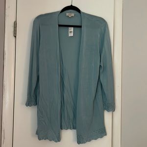 Open Front Cardigan with laser cut trim